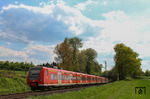 Noch ist die RB-Linie 48 (Wuppertal - Bonn) in festen Händen von DB-Regio. Ab 2015 wird der neue Streckenbetreiber National Express Rail mit Bombardier Triebzügen vom Typ Talent 2 hier fahren. Im Frühjahr 2013 waren noch 425 591 und 425 539 bei Gruiten als RB 11320 nach Wuppertal unterwegs. (06.05.2013) <i>Foto: Joachim Bügel</i>