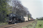 50 2340 (Bw Hohenbudberg) mit einem Güterzug bei Dülken auf dem Weg nach Viersen. (28.04.1967) <i>Foto: Rolf Wiemann</i>