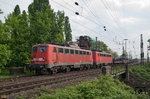 140 861 und 140 850 vor dem "Rollmopszug" mit Coils (GM 61305 nach Andernach) in Oberhausen-West. (23.04.2014) <i>Foto: Joachim Schmidt</i>