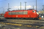 Die orientrote 103 165 wartet im Bw Magdeburg auf ihren nächsten Einsatz. Die Lok wurde am 29. Juli 1971 in Dienst gestellt und beendete ihre aktive Zeit am 30.10.1999. (24.04.1994) <i>Foto: Will A. Reed</i>