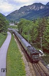 144 507 fährt mit E 3501 in Bischofswiesen ein. (28.05.1979) <i>Foto: Wolfgang Bügel</i>