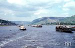 Lebhafter Schiffsverkehr auf dem Rhein zwischen Niederheimbach (linksrh.) bzw. Lorch (rechtsrh.)  (09.09.1962) <i>Foto: Detlev Luckmann</i>