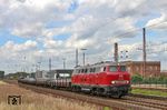 V 160 002 in Diensten der Brohltal Eisenbahn vor dem "Aluzug" DGS 95728 (Spellen - Koblenz-Lützel) in Hilden/Rheinland. (29.06.2016) <i>Foto: Joachim Bügel</i>