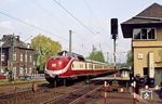 601 013 als Dt 28473 im heute völlig veränderten Bahnhof Leverkusen-Küppersteg. (10.05.1984) <i>Foto: Joachim Bügel</i>