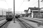 ÖBB 1099.12 und 1099.14 (beide Baujahr 1910) im Endpunkt der Bahn, dem Wallfahrtsort Mariazell in der Steiermark. Der anschließende 7 km lange Abschnitt bis Gußwerk diente vor allem dem Güterverkehr zu einem großen Sägewerk. (21.04.1962) <i>Foto: Gerd Wolff</i>