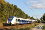 NX 656 und NX 353 als RB 32464 (Brühl - W-Oberbarmen) bei Leverkusen-Alkenrath. (01.09.2018) <i>Foto: Joachim Bügel</i>