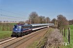 110 469 mit NX-Ersatzzug 32441 nach Köln Hbf bei Haan-Ellscheid. (21.03.2019) <i>Foto: Zeno Pillmann</i>