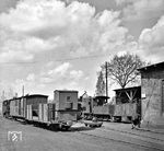 Den Lokschuppen von Werlte passiert eine Rangierfahrt mit Lok 7. (16.05.1951) <i>Foto: Gerd Wolff</i>