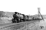 58 2209 (ex CSD 534.014) mit einem Güterzug nach Dresden im Elbtal bei Rathen. (19.07.1943) <i>Foto: Werner Hubert</i>