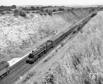 Zugbegegnung zwischen der Brith Rail Standard class 5MT 4-6-0 No. 73169 und der Diesel-Elektrischen Co-Co Diesellok D 1649 am Wallers Ash Tunnel zwischen Winchester und Basingstoke in Hampshire.  (1966) <i>Foto: A.E. Durrant</i>