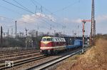 DR 118 757 der Eisenbahnbau- und Betriebsgesellschaft Pressnitztalbahn fährt durch Leipzig-Schönefeld mit Ziel Espenhain. (19.03.2022) <i>Foto: Ralf Opalka</i>