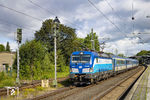 Ausfahrt des EC 175 nach Prag mit CD 193 294 im Bahnhof Rendsburg. (09.07.2022) <i>Foto: Thorsten Eichhorn</i>