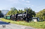 CSD 434.2186 mit Sonderzug Sp 10363 von Benešov u Prahy nach Ledecko in Chocerady. 434.2186 ist eine betriebsfähige Museumslokomotive der CD. (17.09.2023) <i>Foto: Atijana Schmidt</i>