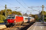 DSB 3206, eine auf dem Typ Vectron von Siemens basierende Lok, fährt mit Ersatzzug IC 392 nach Kobenhavn durch den Bahnhof Rendsburg.  (02.09.2023) <i>Foto: Thorsten Eichhorn</i>