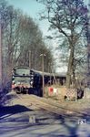 Mit dem Übergabezug aus Lohmar kehrt die Gremberger 55 4848 in Höhe der Anschlußstelle Siegwerk nach Siegburg zurück. (03.1968) <i>Foto: Dr. Hans Werner Eisermann</i>